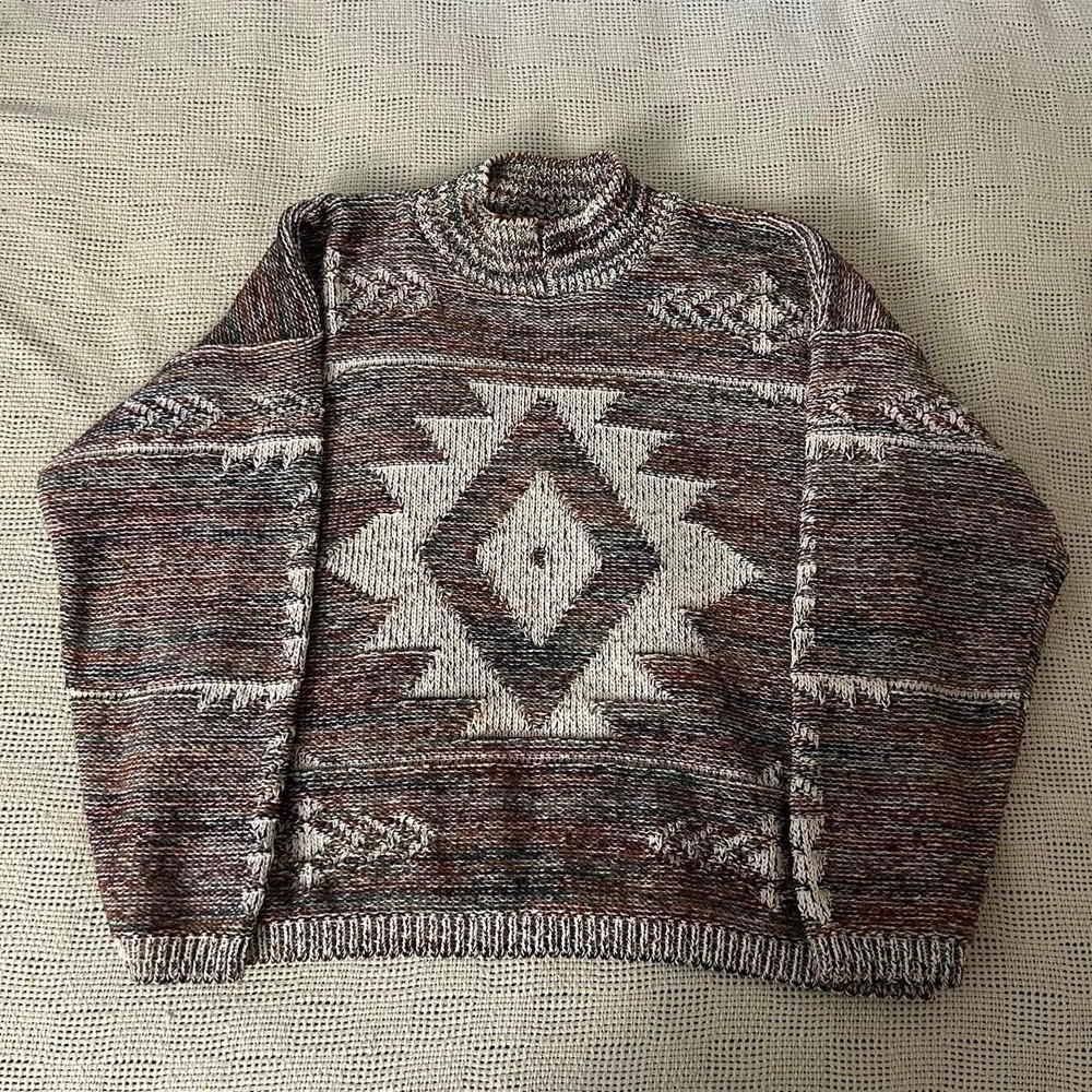 Vintage Western Cozy Knit Sweater Made in the USA Cotton Blend size L